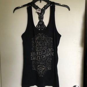 Harley Davidson Tank Top w/ crocheted back